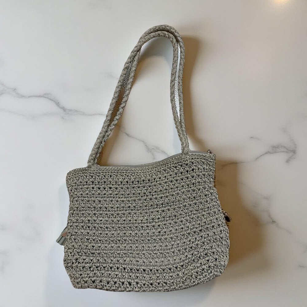 The Sak Boho Gray Crochet Handbag with flower - Picture 3 of 5